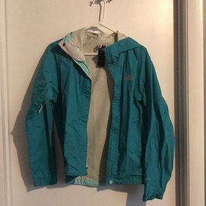 Teal North Face Rain Coat